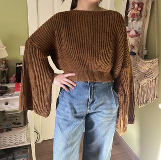 Jersey manga ancha mujer marrón