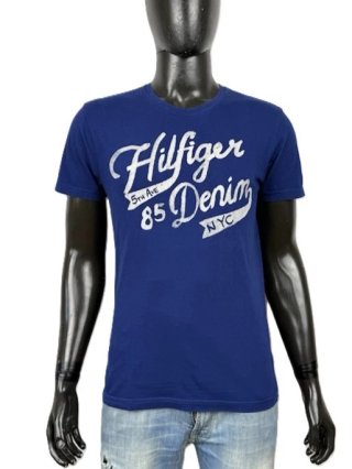 Tommy Hilfiger Denim T Shirt Uomo S Blu Logo