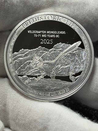 Moneda Plata Velociraptor 1 Onza Congo 2025