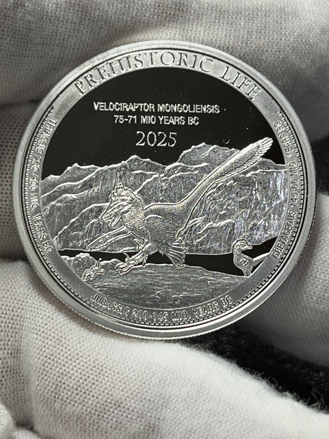Moneda Plata Velociraptor 1 Onza Congo 2025.