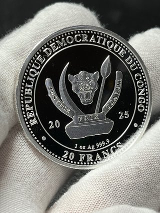 Moneda Plata Velociraptor 1 Onza Congo 2025