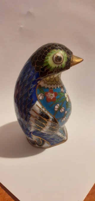 Statuetta uccello cloisonné
