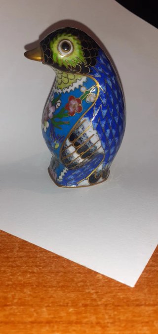 Statuetta uccello cloisonné