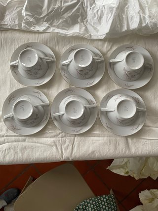 6 Tazze Brodo/Colazione Porcellana Oro Bianco