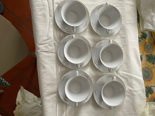 6 Tazze Brodo/Colazione Porcellana Oro Bianco