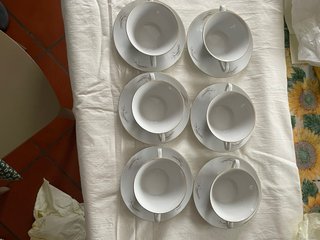 6 Tazze Brodo/Colazione Porcellana Oro Bianco