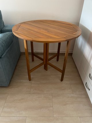 Mesa redonda jardín 90cm madera
