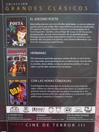DVD 3 Grandes Clásicos Cine Terror