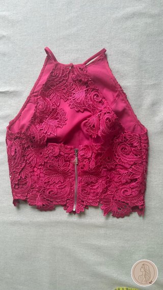 Top Guess encaje rosa talla única