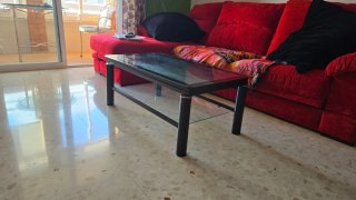 Mesa de centro cristal y metal negra