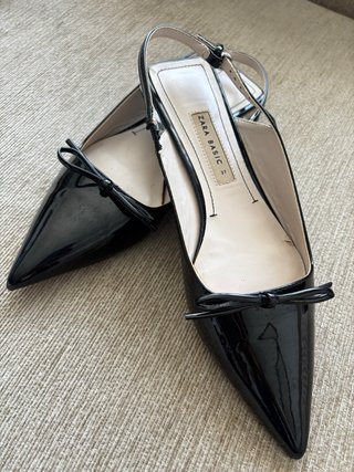 Zapatos planos Zara Basic negros con lazo