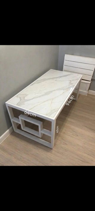 Mesa jardin Mármol Blanco Metal
