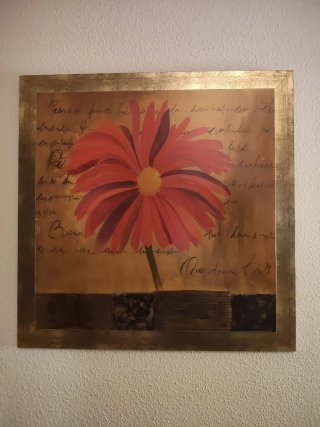 Cuadro Decorativo Flor Roja y Dorada