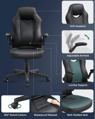 Silla ergonómica giratoria negra