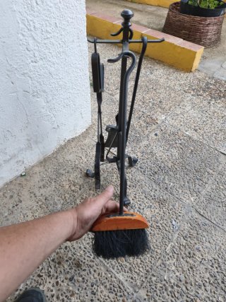 Juego Herramientas Chimenea Metal y Madera