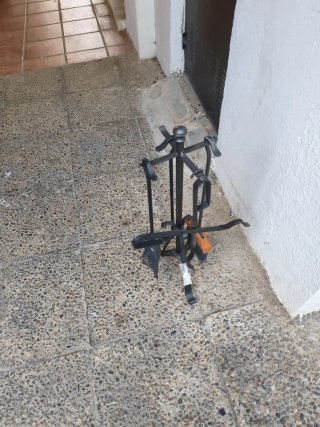 Juego Herramientas Chimenea Metal y Madera