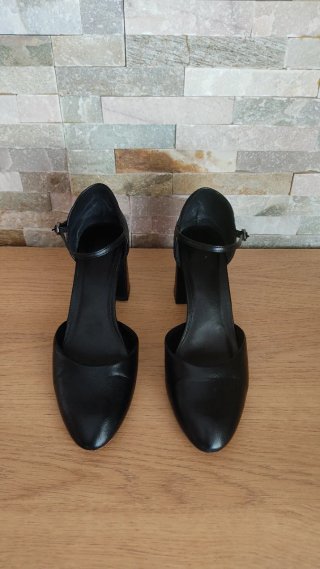 Zapatos tacón negros hebilla tobillo talla 39