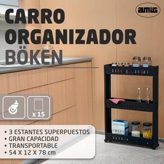 Amig-Carrito de Almacenamiento Estrecho con Ruedas