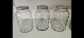 3 Tarros de Cristal con Tapa Metálica