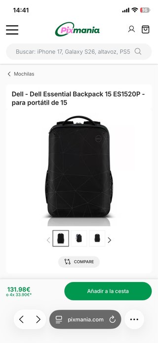 Mochila Dell Negra y Azul Geométrica