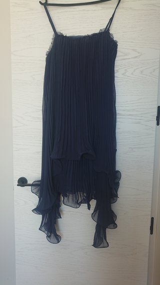 Vestido gasa tirantes tul azul