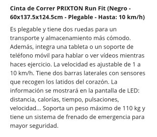 Cinta de correr PRIXTON RUN FIT