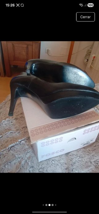 Zapatos Piel Fosco 40 de tacón negros .Piel real !