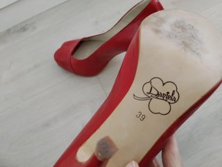 Sandalias tacón mujer rojas talla 39