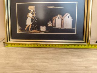Dos cuadros artesanía paja vintage