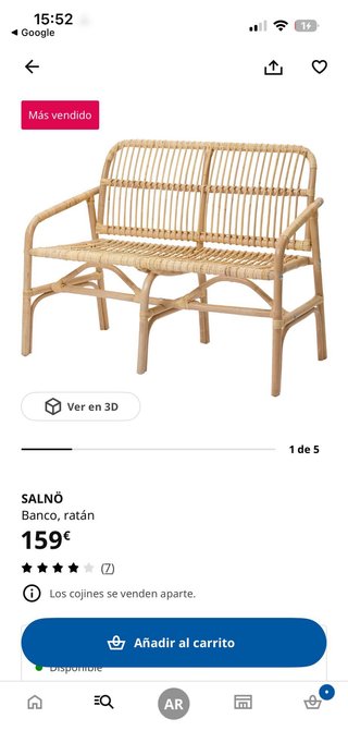 Banco de ratán Salno