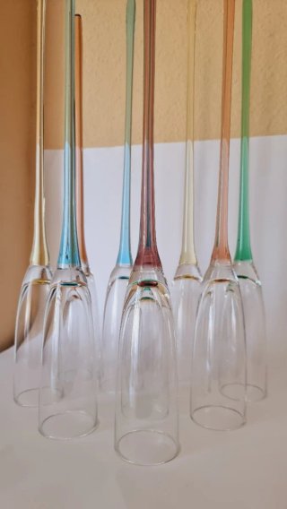 Set 9 Copas Flauta Arcoiris Tallo Largo