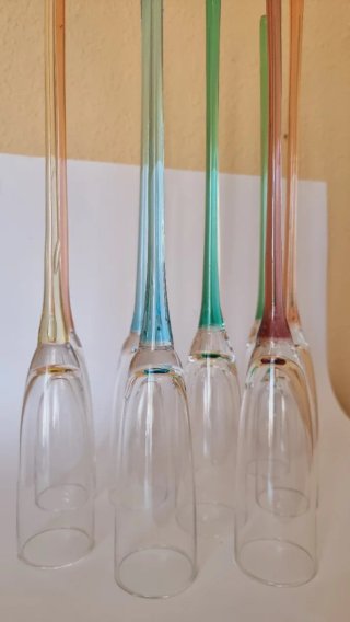 Set 9 Copas Flauta Arcoiris Tallo Largo