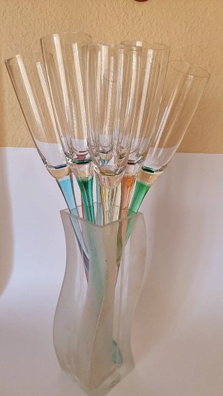 Set 9 Copas Flauta Arcoiris Tallo Largo