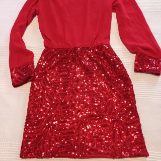 Vestido rojo lentejuelas Talla S