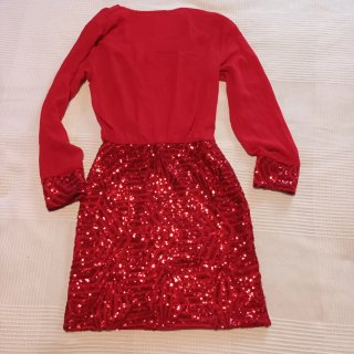 Vestido rojo lentejuelas Talla S