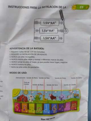 Alfombra musical infantil con pilas incluidas