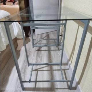 Mesa escritorio cristal y metal