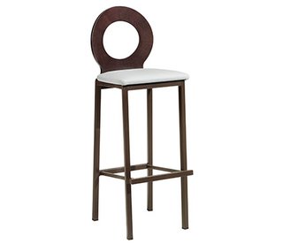 Taburete tapizado madera y metal.Altura total 75cm