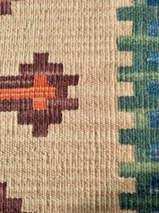 Tappeto Afghano Lana Blu/Arancio