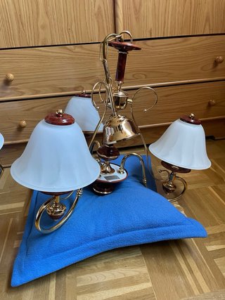 Lámpara de techo clásica oro y madera