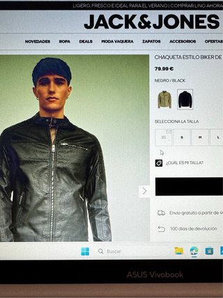 Chaqueta Biker Cuero Sintético Talla L