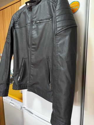 Chaqueta Biker Cuero Sintético Talla L