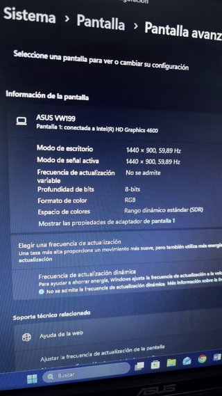 Monitor Asus 19 pulgadas 1440x900 60Hz