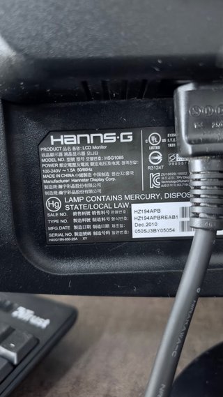 Monitor Hanns G 19 pulgadas 1024x768 60Hz