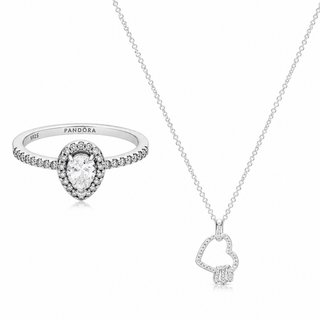 Pandora Anillo y Collar Corazón Plata