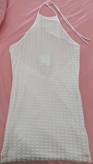 Vestido halter blanco calado estilo ibicenco nuevo