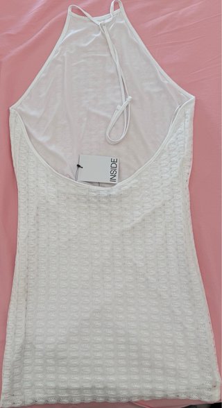 Vestido halter blanco calado estilo ibicenco nuevo