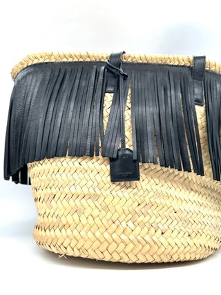 Bolso Capazo Saint Laurent Flecos Negro Beige