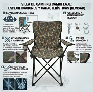 Confezione da 2 sedie da campeggio pieghevoli camouflage