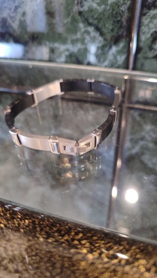 Bracciale Uomo Acciaio Inox Nero Argento